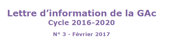 Lettre d’information de la GAc Cycle 2016-2020 N° 3 - Février 2017