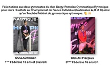 GR : Résultats au Championnat de France Individuel (Nationales A, B et C) du 30/01/2026 au 01/02/2026 à Rouen