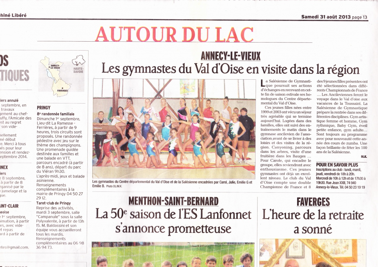 Article "le dauphiné" du samedi 31 août 2013